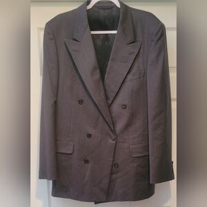Men's Hickey Freeman 100% Wool Boardroom Jacket Size 42L Dark Charcoal Gray NICE